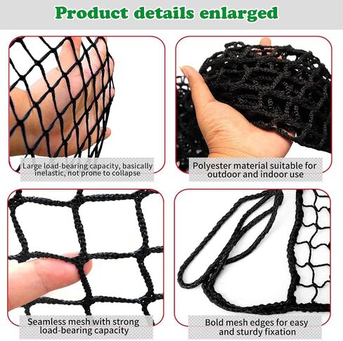 Stair Netting Child Safety Rope Net for Pets，Apartment，Balcony，Trampoline，Playground，Driveway Net for Kids Safety，Sports Netting Baseball Softball Net (Black, 3.3FTx6.6FT) in Saudi Arabia