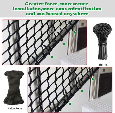 Stair Netting Child Safety Rope Net for Pets，Apartment，Balcony，Trampoline，Playground，Driveway Net for Kids Safety，Sports Netting Baseball Softball Net (Black, 3.3FTx6.6FT) in Saudi Arabia