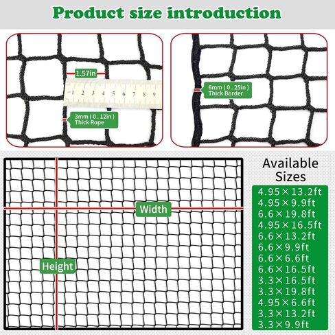 Stair Netting Child Safety Rope Net for Pets，Apartment，Balcony，Trampoline，Playground，Driveway Net for Kids Safety，Sports Netting Baseball Softball Net (Black, 3.3FTx6.6FT) in Saudi Arabia