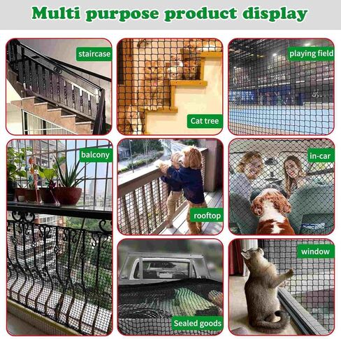 Stair Netting Child Safety Rope Net for Pets，Apartment，Balcony，Trampoline，Playground，Driveway Net for Kids Safety，Sports Netting Baseball Softball Net (Black, 3.3FTx6.6FT) in Saudi Arabia