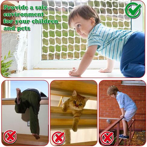 Stair Netting Child Safety Rope Net for Pets，Apartment，Balcony，Trampoline，Playground，Driveway Net for Kids Safety，Sports Netting Baseball Softball Net (Black, 3.3FTx6.6FT) in Saudi Arabia