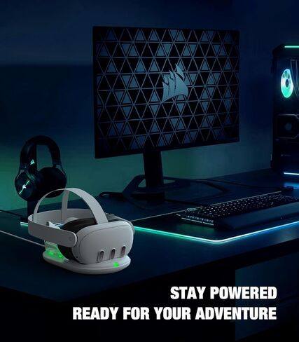 MoKo Charging Dock Station Compatible with Oculus Meta Quest 3 Headset and 2 Controllers, 2 Hours Fast Charging with 45W Power Adapter, Wireless Stand Charger Accessory for Oculus Meta Quest 3, White in Saudi Arabia
