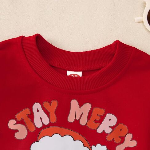 Ritatte Toddler Girls Christmas Sweatshirt Stay Merry And Bright Santa Claus Crewneck Pullover Top Kids Xmas Winter Clothes in Saudi Arabia