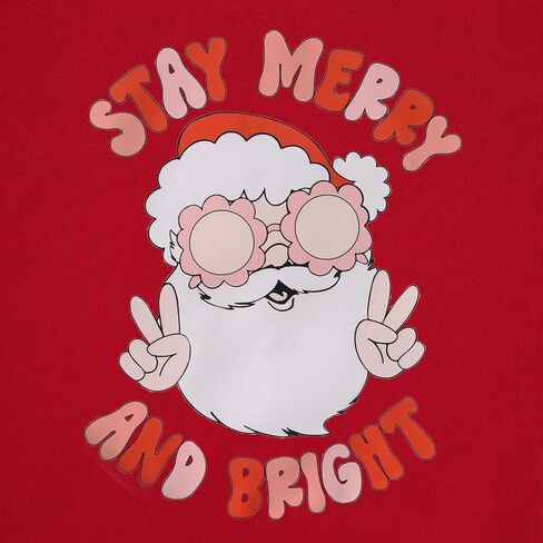 Ritatte Toddler Girls Christmas Sweatshirt Stay Merry And Bright Santa Claus Crewneck Pullover Top Kids Xmas Winter Clothes in Saudi Arabia