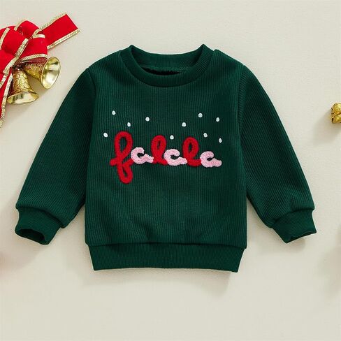 FIOMVA Valentines Day Baby Girl Outfit Toddler Embroidery Heart Sweatshirt Infant Long Sleeve Sweater Fall Winter Clothes in Saudi Arabia