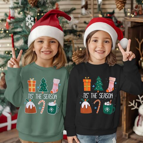 BOUTIKOME Christmas Sweatshirt Toddler Baby Girl Tis’ The Season Shirts Xmas Tree Pullover Holiday Tops Winter Clothes in Saudi Arabia