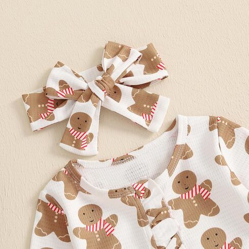 Baby Girls Christmas Outfits Long Sleeve Ruffle Trim Jumpsuit Zipper Romper Bodysuit Fall Winter Clothes in Saudi Arabia