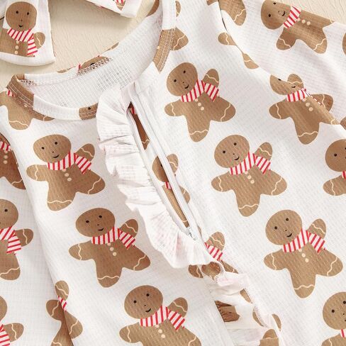 Baby Girls Christmas Outfits Long Sleeve Ruffle Trim Jumpsuit Zipper Romper Bodysuit Fall Winter Clothes in Saudi Arabia