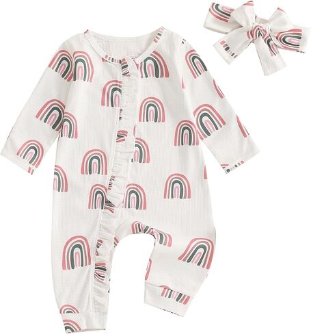Baby Girls Christmas Outfits Long Sleeve Ruffle Trim Jumpsuit Zipper Romper Bodysuit Fall Winter Clothes in Saudi Arabia