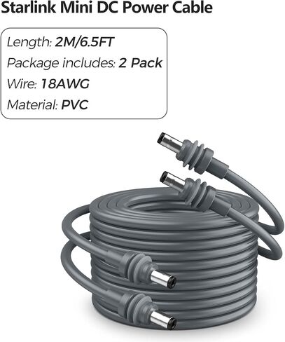 USB C to DC Power Cable for Starlink Mini - 2 Pack Starlink Mini USB C to DC 20V 5A Barrel Jack Cable, Starlink Mini USB C Cable for 65W+ PD Power Bank, Max Power 140W, 2M/6.5FT in Saudi Arabia