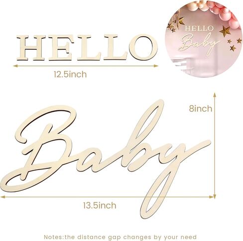 Urwonderbox Hello Baby Party Sign for Baby Shower Decorations, Baby Announcement Sign, Wooden Birth Announcement Sign Welcome Newborn Sign for Gender Reveal Backdrop Pregnancy Wall Decor (Wood) in Saudi Arabia