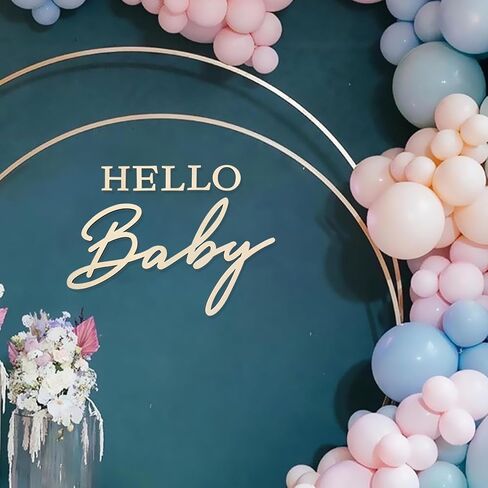 Urwonderbox Hello Baby Party Sign for Baby Shower Decorations, Baby Announcement Sign, Wooden Birth Announcement Sign Welcome Newborn Sign for Gender Reveal Backdrop Pregnancy Wall Decor (Wood) in Saudi Arabia