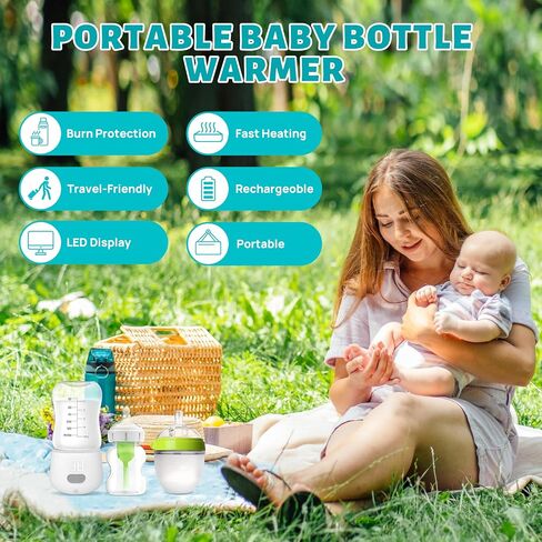 Portable Bottle Warmer for Travel with Fast 4 Heat Settings & Burn Protection, Leak-Proof & Safe Rechargeable Baby Bottle Warmer for Breastmilk, Formula or Water in Saudi Arabia