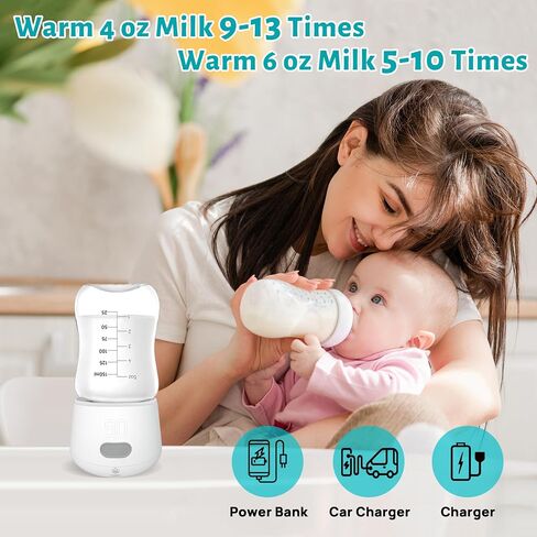 Portable Bottle Warmer for Travel with Fast 4 Heat Settings & Burn Protection, Leak-Proof & Safe Rechargeable Baby Bottle Warmer for Breastmilk, Formula or Water in Saudi Arabia