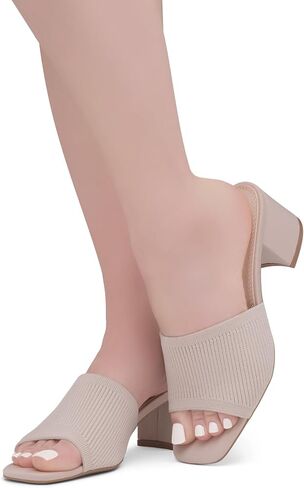 حذاء نسائي من Herstyle بكعب منخفض وكعب مكتنز وشرائح مفتوحة عند الأصابع وشريط واحد سهل الارتداء بكعب أسود وأزرق وأحمر للحفلات الراقصة وحفلات الزفاف والعطلات in Kuwait