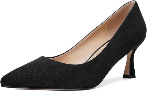 MOVINSTEPS Womens Pointed Toe Evening Sexy Suede Slip On Stiletto Mid Heel Pumps Shoes 2.5 Inch in Kuwait