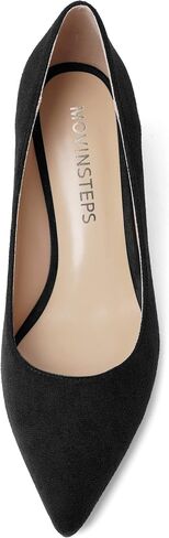 MOVINSTEPS Womens Pointed Toe Evening Sexy Suede Slip On Stiletto Mid Heel Pumps Shoes 2.5 Inch in Kuwait