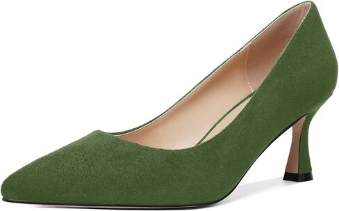 MOVINSTEPS Womens Pointed Toe Evening Sexy Suede Slip On Stiletto Mid Heel Pumps Shoes 2.5 Inch in Kuwait