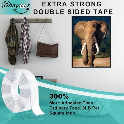Extra Strong Double Sided Tape Heavy Duty 10FT, Very Sticky Adhesive Double Sided Mounting Tape Waterproof, Works Great Indoors and Outside, Walls, Automotive, Home Office Deco in Saudi Arabia