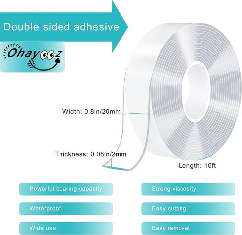 Extra Strong Double Sided Tape Heavy Duty 10FT, Very Sticky Adhesive Double Sided Mounting Tape Waterproof, Works Great Indoors and Outside, Walls, Automotive, Home Office Deco in Saudi Arabia