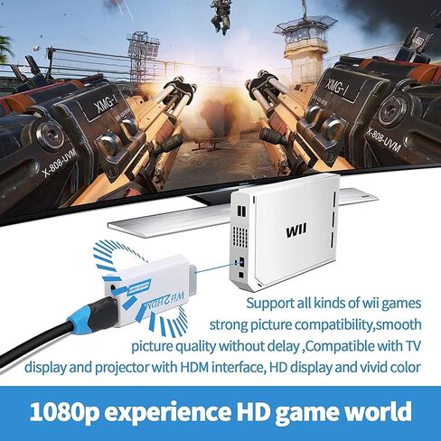 محول Wii إلى HDMI، يدعم 720P، 1080i، 1080P، 480i، 480p، PAL، NTSC، مقبس صوت 3.5 مم، سهولة التوصيل والتشغيل، لا حاجة إلى تركيب كابلات ومحولات in Saudi Arabia