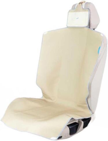Stowable Waterproof Car Seat Protectors | Made from 100% Recycled Textiles | Dirt & Spill Repellent, Slip-Proof Silicone Backing | Machine Washable Seat Protectors for Car, Truck - Cream in Saudi Arabia