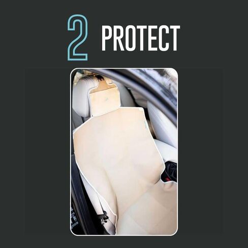 Stowable Waterproof Car Seat Protectors | Made from 100% Recycled Textiles | Dirt & Spill Repellent, Slip-Proof Silicone Backing | Machine Washable Seat Protectors for Car, Truck - Cream in Saudi Arabia