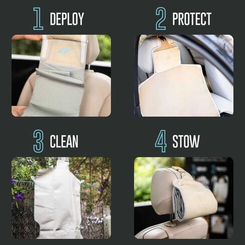 Stowable Waterproof Car Seat Protectors | Made from 100% Recycled Textiles | Dirt & Spill Repellent, Slip-Proof Silicone Backing | Machine Washable Seat Protectors for Car, Truck - Cream in Saudi Arabia