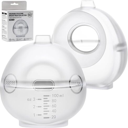 Wearable Breast Pump, Passive Breast Milk Collector Shell, Manual Silicone Breast Pump for Newborns, Breastfeeding Essentials, 3.4oz/100ml, 2 Count in Saudi Arabia