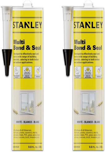Stanley Hybrid Polymer Multi Bond & Seal -1x9.8 fl.oz. - Bonding and Sealing Caulk for Roofing and Gutter, Window and Door, Flexible, Eco-Friendly and Paintable Adhesives & Sealants, 1 Pack in Kuwait