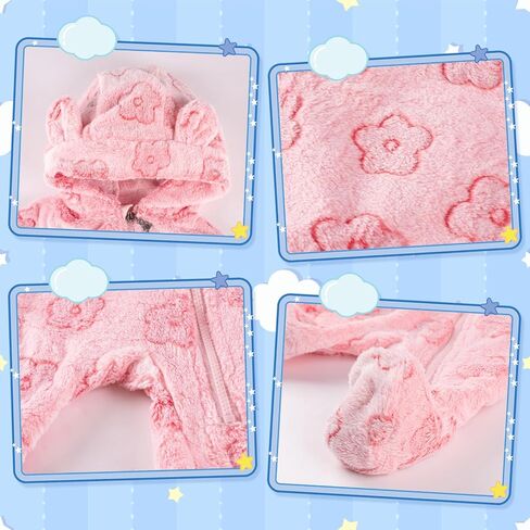 Newborn Winter Snowsuit Baby Girl Boy Bear Ear Fleece Hooded Romper Infant Footie Jumpsuit Outwear Coats in Saudi Arabia