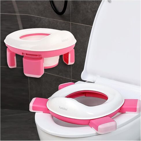 Funbliss Folding Potty Seat for Boys and Girls - Portable Toilet for Potty Training - Toddler Potty Seat for Travel - Easy to Use and Clean - Suitable for Ages 1-8 - Lightweight and Collapsible in Saudi Arabia