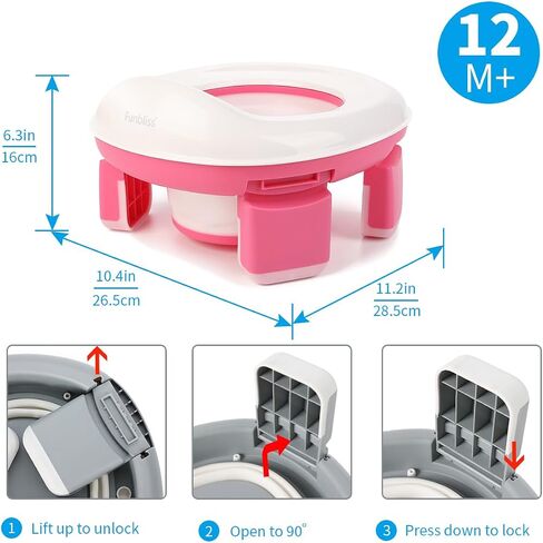 Funbliss Folding Potty Seat for Boys and Girls - Portable Toilet for Potty Training - Toddler Potty Seat for Travel - Easy to Use and Clean - Suitable for Ages 1-8 - Lightweight and Collapsible in Saudi Arabia