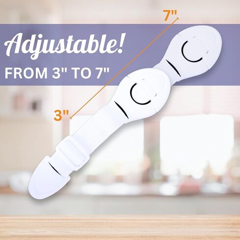 جهاز مساعد الأم القابل للتعديل | أقفال أمان للأطفال، وأجهزة مقاومة للأطفال، والأدراج، ومقاعد المراحيض، وسلة المهملات، والثلاجة، والفرن والمزيد | لاصق قوي مع حزام قابل للتعديل (عبوة من قطعتين) in Kuwait