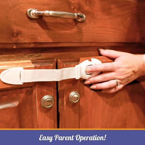 جهاز مساعد الأم القابل للتعديل | أقفال أمان للأطفال، وأجهزة مقاومة للأطفال، والأدراج، ومقاعد المراحيض، وسلة المهملات، والثلاجة، والفرن والمزيد | لاصق قوي مع حزام قابل للتعديل (عبوة من قطعتين) in Kuwait