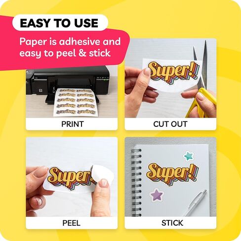 Sticker Paper for Inkjet Printer - Printable Vinyl Sticker Paper - Sticker Paper - (90 Sheets, 8.5 x 11", Matte White) - Sticker Printer Paper - Cricut Sticker Paper Printable in Kuwait