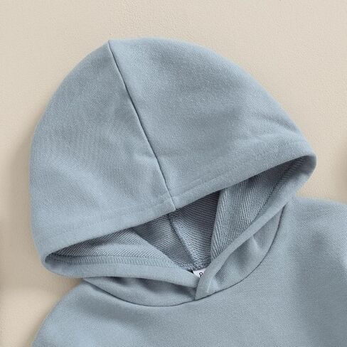 Toddler Baby Boy Girl Hoodies Solid Color Long Sleeve Kangaroo Pocket Hooded Sweatshirt Top Fall Winter Clothes in Kuwait