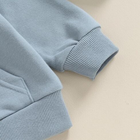 Toddler Baby Boy Girl Hoodies Solid Color Long Sleeve Kangaroo Pocket Hooded Sweatshirt Top Fall Winter Clothes in Kuwait