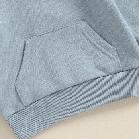 Toddler Baby Boy Girl Hoodies Solid Color Long Sleeve Kangaroo Pocket Hooded Sweatshirt Top Fall Winter Clothes in Kuwait