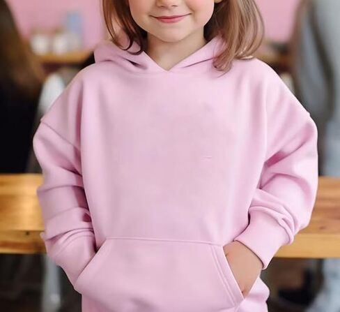 Toddler Baby Boy Girl Hoodies Solid Color Long Sleeve Kangaroo Pocket Hooded Sweatshirt Top Fall Winter Clothes in Kuwait