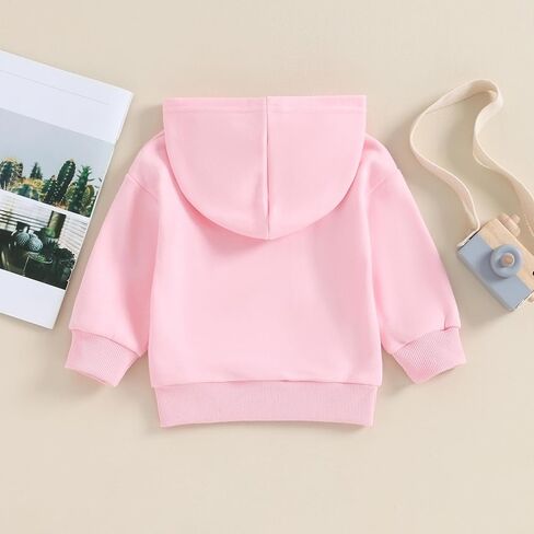 Toddler Baby Boy Girl Hoodies Solid Color Long Sleeve Kangaroo Pocket Hooded Sweatshirt Top Fall Winter Clothes in Kuwait