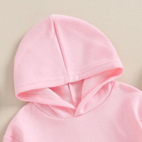 Toddler Baby Boy Girl Hoodies Solid Color Long Sleeve Kangaroo Pocket Hooded Sweatshirt Top Fall Winter Clothes in Kuwait
