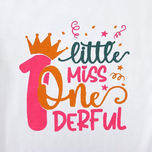 Baby Girl First Birthday Shirt Crown Little Miss Onederful Long Sleeve T-Shirt Top One Year Old Birthday Outfit in Saudi Arabia