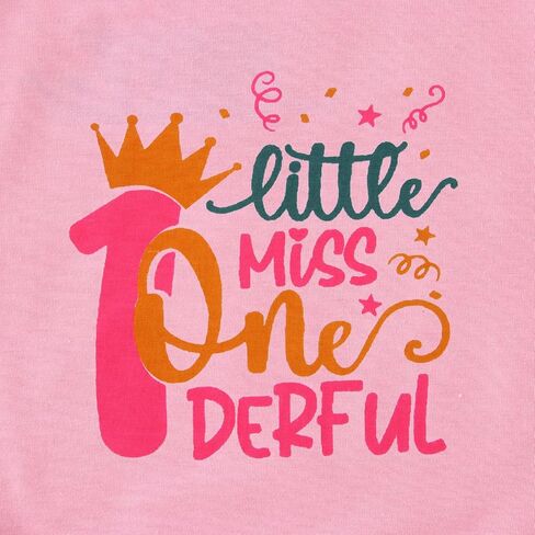 Baby Girl First Birthday Shirt Crown Little Miss Onederful Long Sleeve T-Shirt Top One Year Old Birthday Outfit in Saudi Arabia