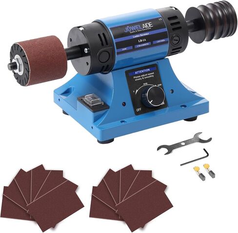 Leather Burnishing Machine | Variable Speed Leathercraft Bench Grinder, Polishing Tool, Sanding Machine, Rosewood Wheel for Leather Edge | Low Noise Motor, Standard 2x2 Inch Drum Sleeves in Saudi Arabia