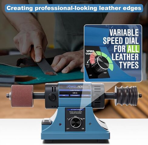 Leather Burnishing Machine | Variable Speed Leathercraft Bench Grinder, Polishing Tool, Sanding Machine, Rosewood Wheel for Leather Edge | Low Noise Motor, Standard 2x2 Inch Drum Sleeves in Saudi Arabia