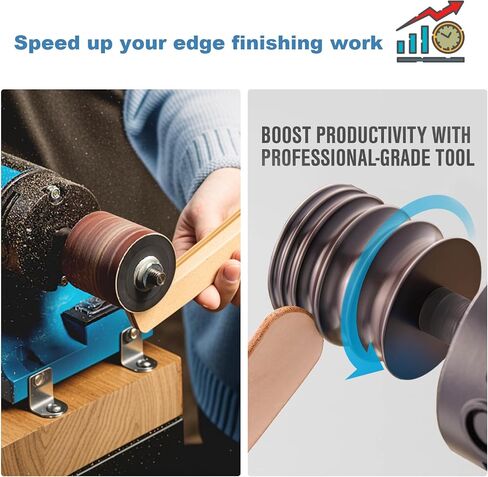Leather Burnishing Machine | Variable Speed Leathercraft Bench Grinder, Polishing Tool, Sanding Machine, Rosewood Wheel for Leather Edge | Low Noise Motor, Standard 2x2 Inch Drum Sleeves in Saudi Arabia