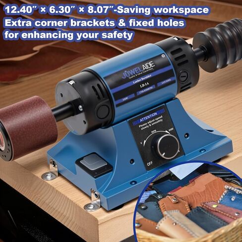 Leather Burnishing Machine | Variable Speed Leathercraft Bench Grinder, Polishing Tool, Sanding Machine, Rosewood Wheel for Leather Edge | Low Noise Motor, Standard 2x2 Inch Drum Sleeves in Saudi Arabia