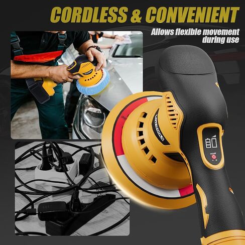 عازلة سيارة ذات سرعة قابلة للتعديل لـ Dewalt Auto Detailing عازلة تصل إلى 5500 دورة في الدقيقة، عازلة مدارية لاسلكية للسيارة 6 سرعات متغيرة in Kuwait
