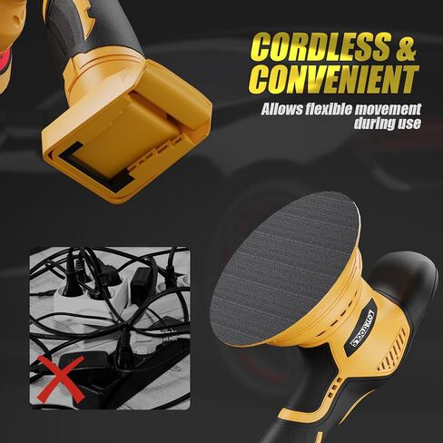 عازلة سيارة ذات سرعة قابلة للتعديل لـ Dewalt Auto Detailing عازلة تصل إلى 5500 دورة في الدقيقة، عازلة مدارية لاسلكية للسيارة 6 سرعات متغيرة in Kuwait